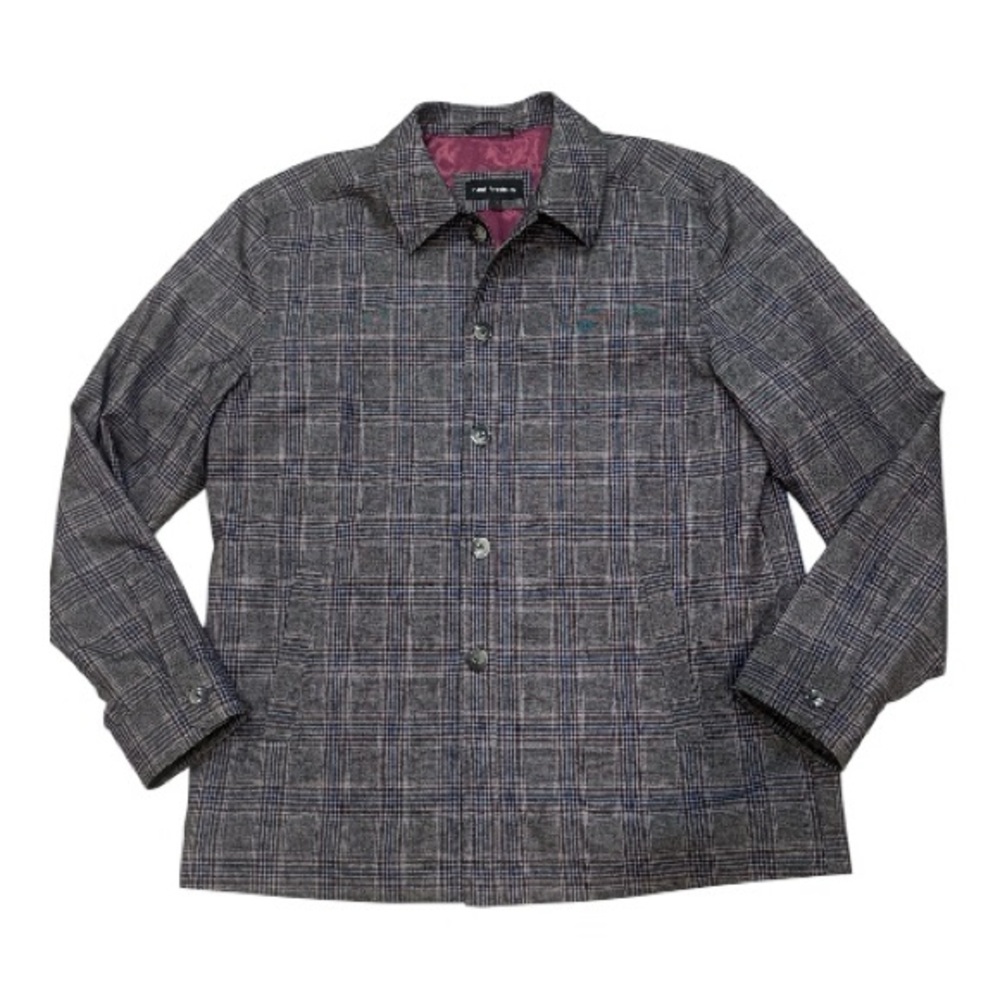 Men’s Paul Fredrick Gray Plaid Lightweight Shirt Jacket - Size L